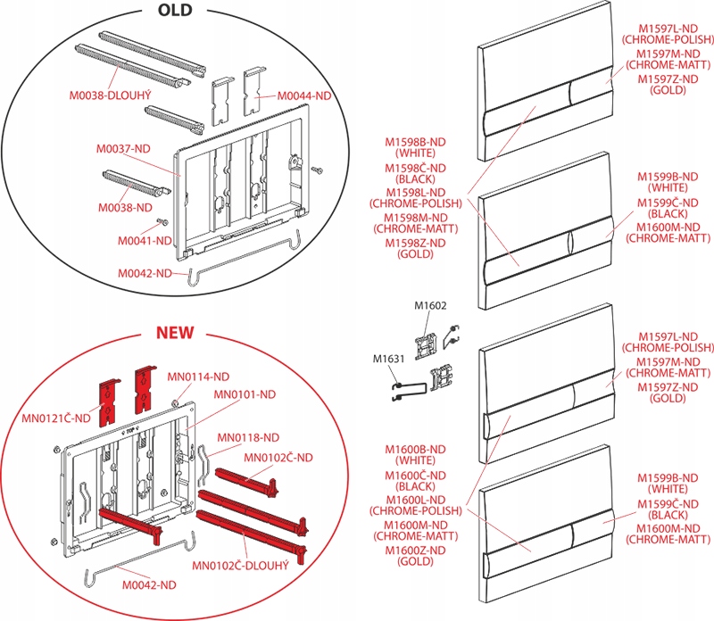 PRZYCISK DO STELAŻY ALCAPLAST M1721 CHROM POŁYSK Kolor chrom