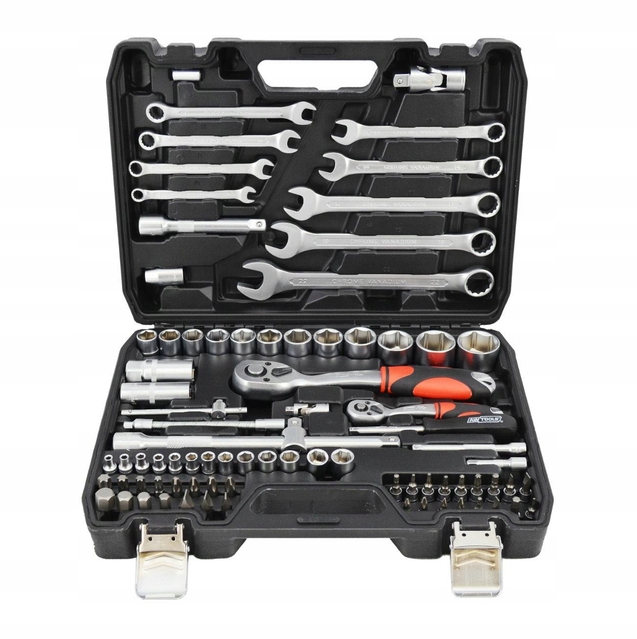 Sada Nástrčných Kľúčov 82 Prvkov S Račňami 1/2" 1/4" Aw Tools