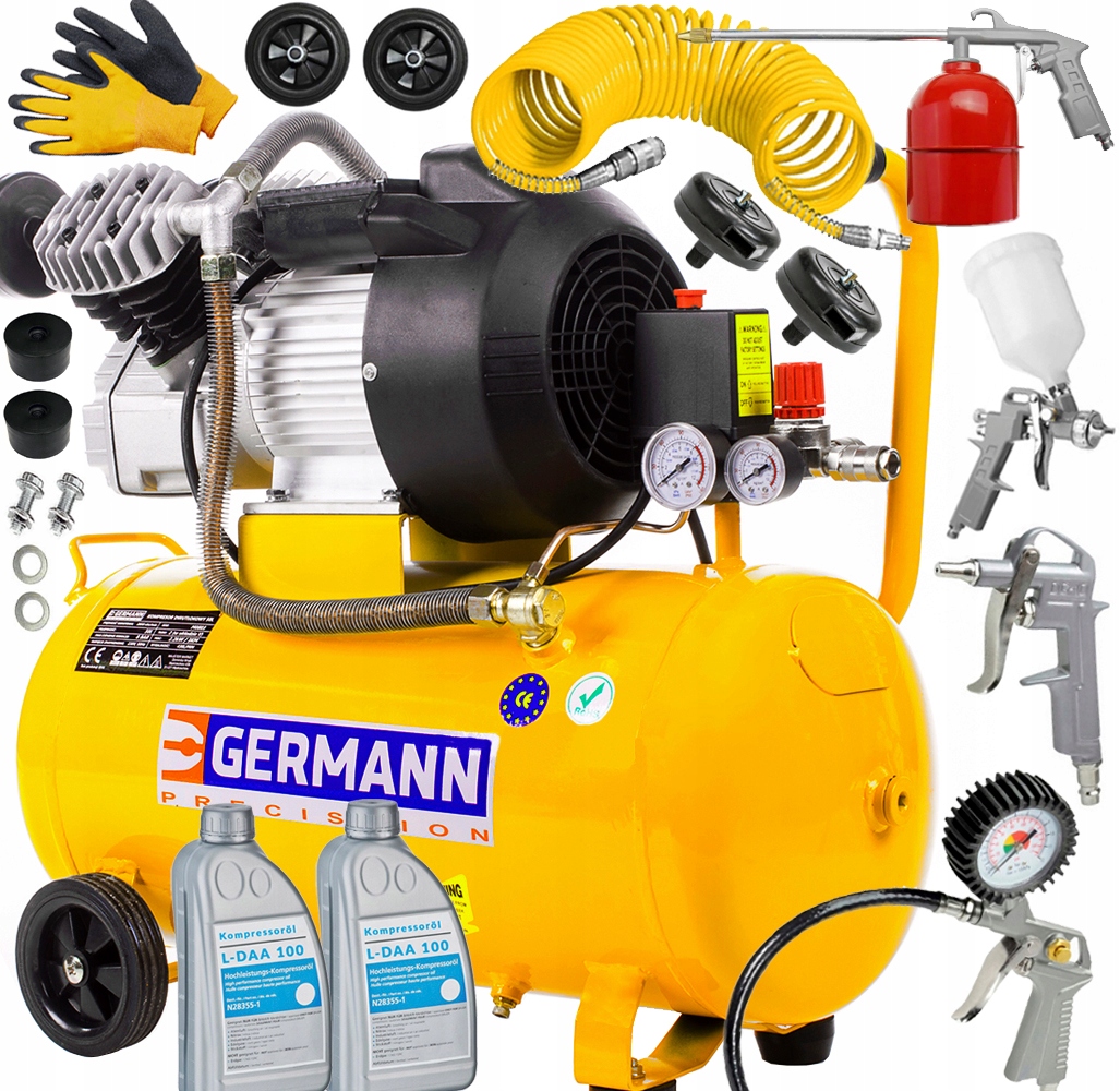 

Kompresor Sprężarka 50L 2TŁOKI Germann+oil+zestaw