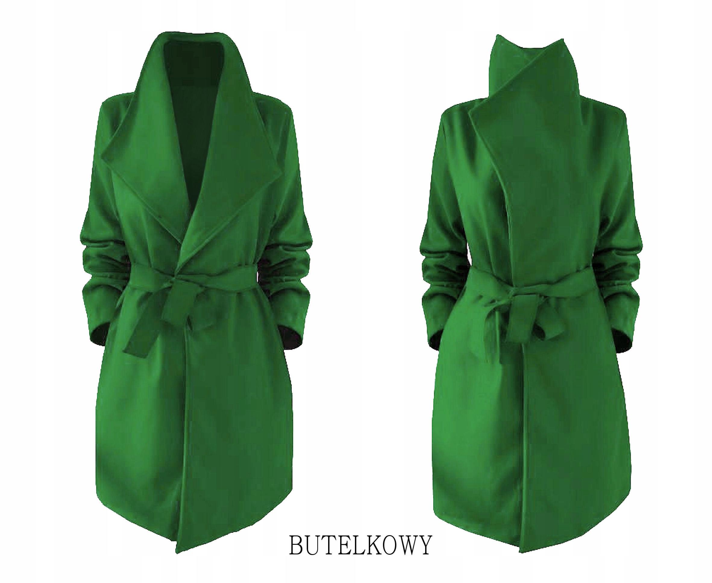 PŁASZCZ blogger KLASYCZNY klapy pasek CZERWONY Płeć kobieta