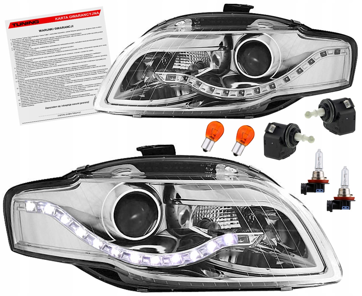 AUDI A4 B7 8E 04-08 LAMPY reflektory CHROM LED H9