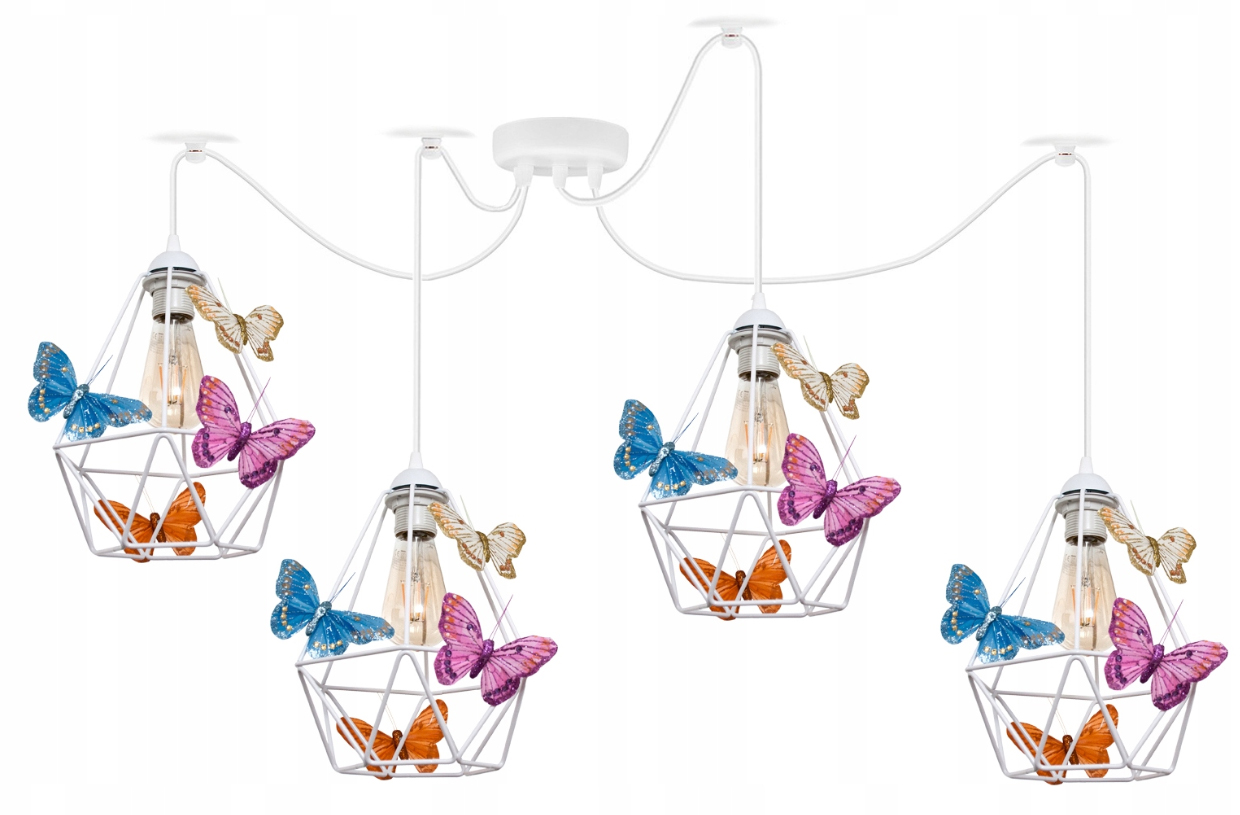 Подвесной светильник Паук, МОТЫЛЕК 4 WHITE - мочалка