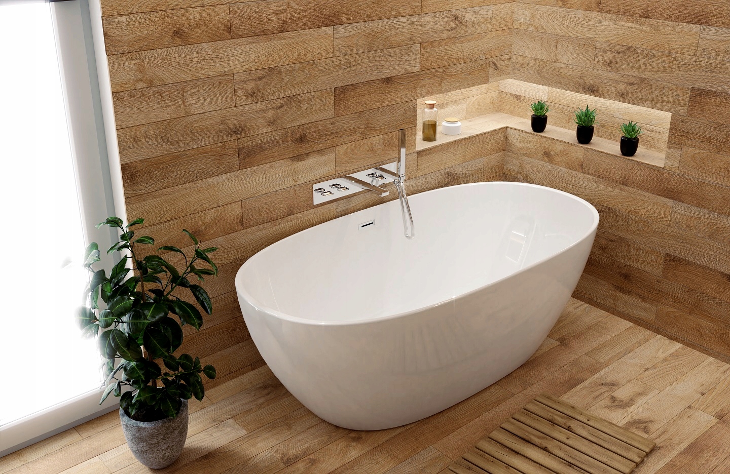 ODIN 150x80 WANNA WOLNOSTOJĄCA + SYFON CHROM Linia Odin