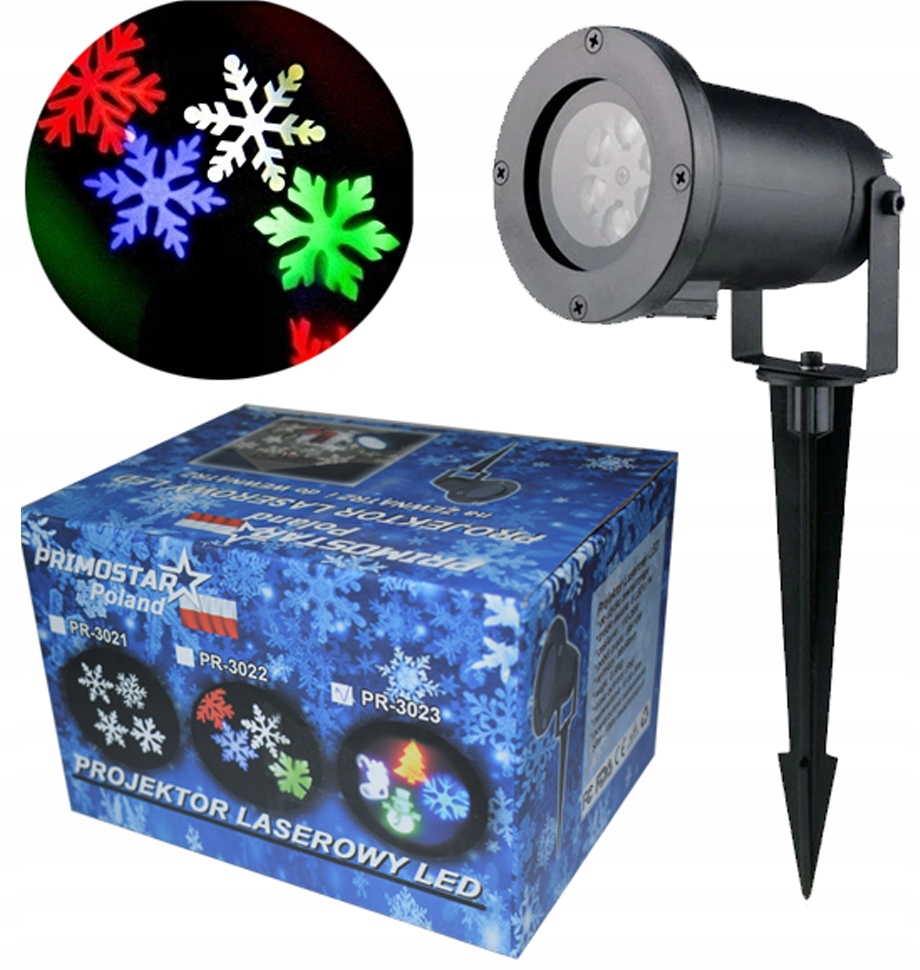 PROJEKTOR LASEROWY RZUTNIK LED PŁATKI ŚNIEGU KOLOR Kod producenta 0000
