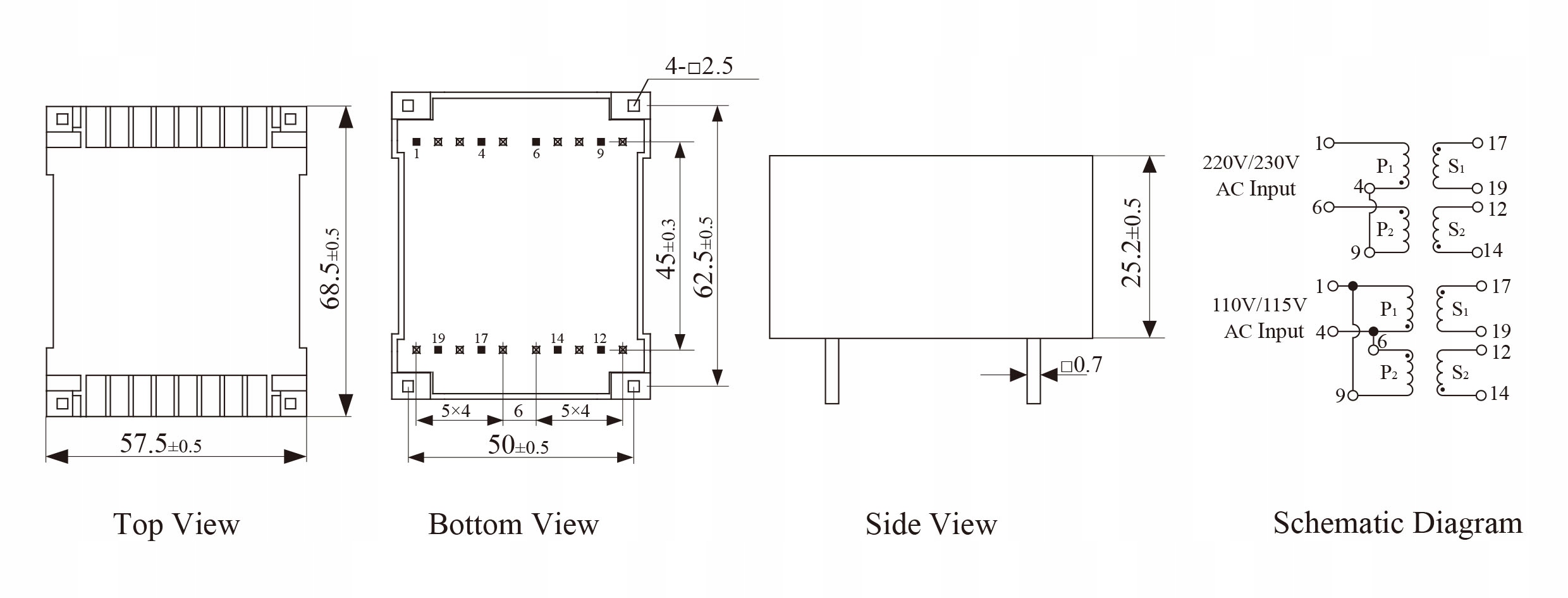 PU3910BW-14VA-115V*2/9V*2 Transformator EAN (GTIN) 7730356045280