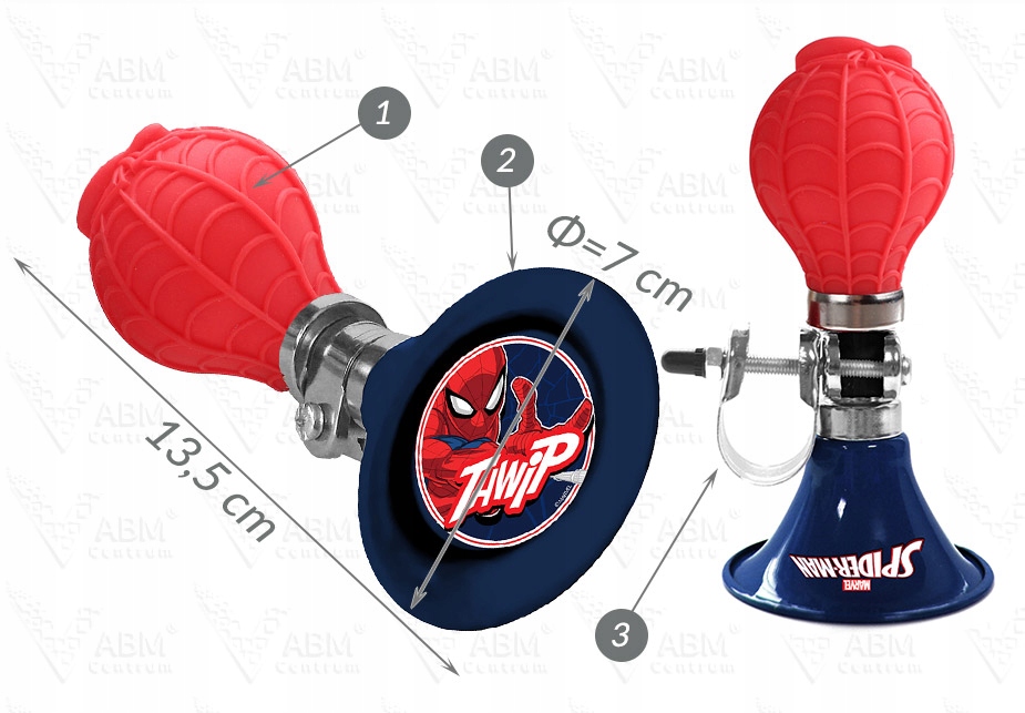 TRĄBKA ROWEROWA DO ROWERU PISZCZAŁKA SPIDER-MAN Model 111