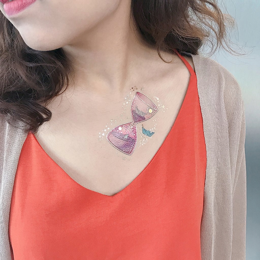 Paperself tatuaż wodny klepsydra kolorowy naklejka Marka Paperself