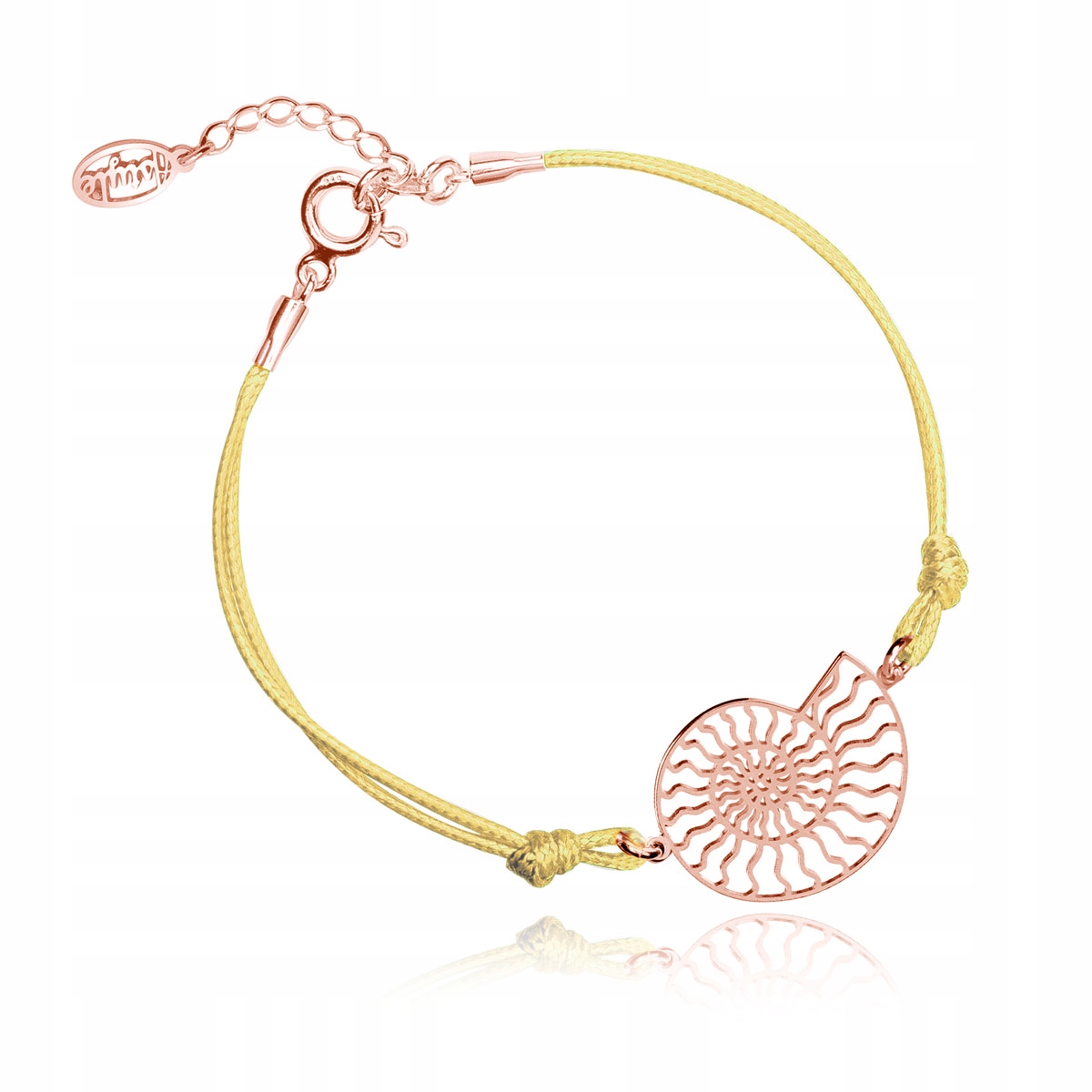 

Bransoletka sznurkowa muszelka złocenie różowe