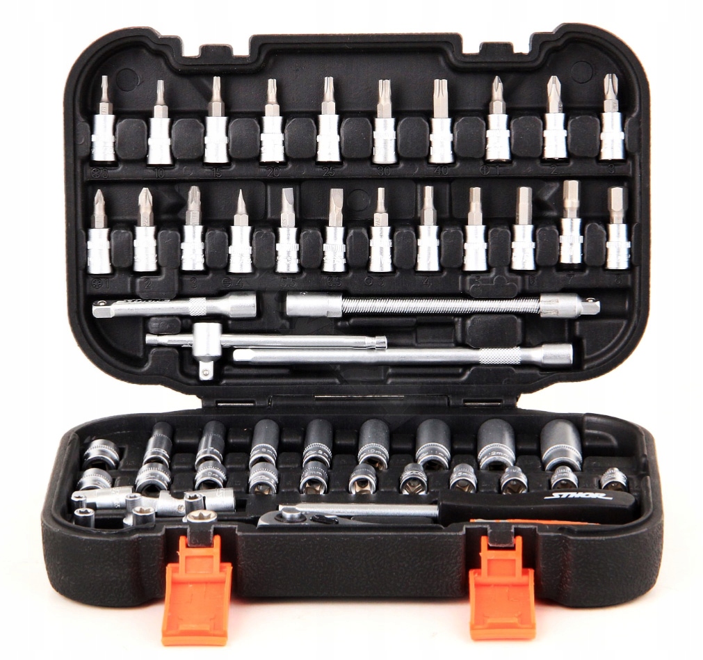 ZESTAW NARZĘDZIOWY KLUCZY KLUCZE NASADOWE 1/4 56CZ Waga produktu z opakowaniem jednostkowym 1.73 kg