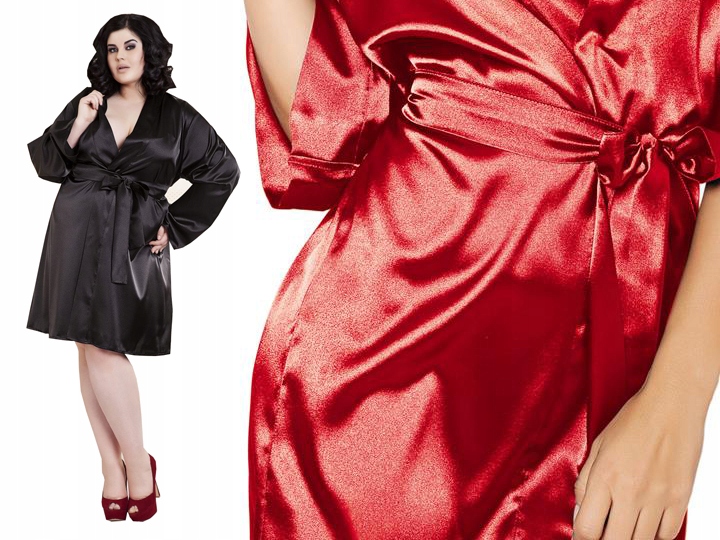 

Szlafrok Dla puszystej Satynowy Duży Czerwony 10XL