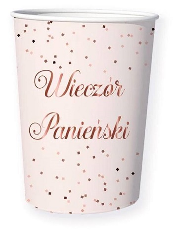 KUBECZKI WIECZÓR PANIEŃSKI RÓŻOWE KONFETTI 6 SZTUK