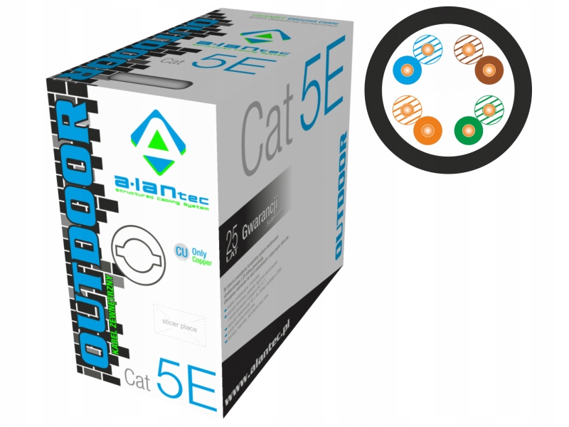 Skrętka F/utp 4x2 drut kat.5E Pe Alantec 305m
