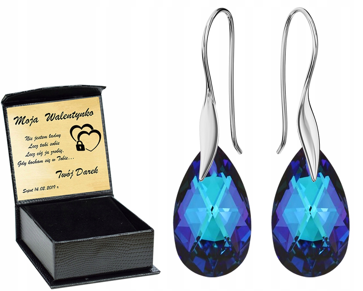 

Srebrne Kolczyki Almond Style Hook Swarovski Grawe