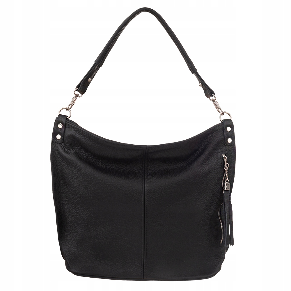 CZARNA torebka SKÓRZANA WOREK SKÓRA miękka A4 Vera Pelle