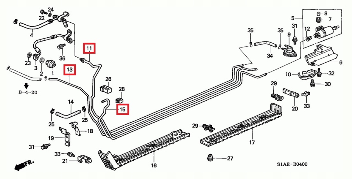 AF-PPK-HA6/2 - Топливные линии HONDA ACCORD 6 VI 2.2 H22 TYPE-R