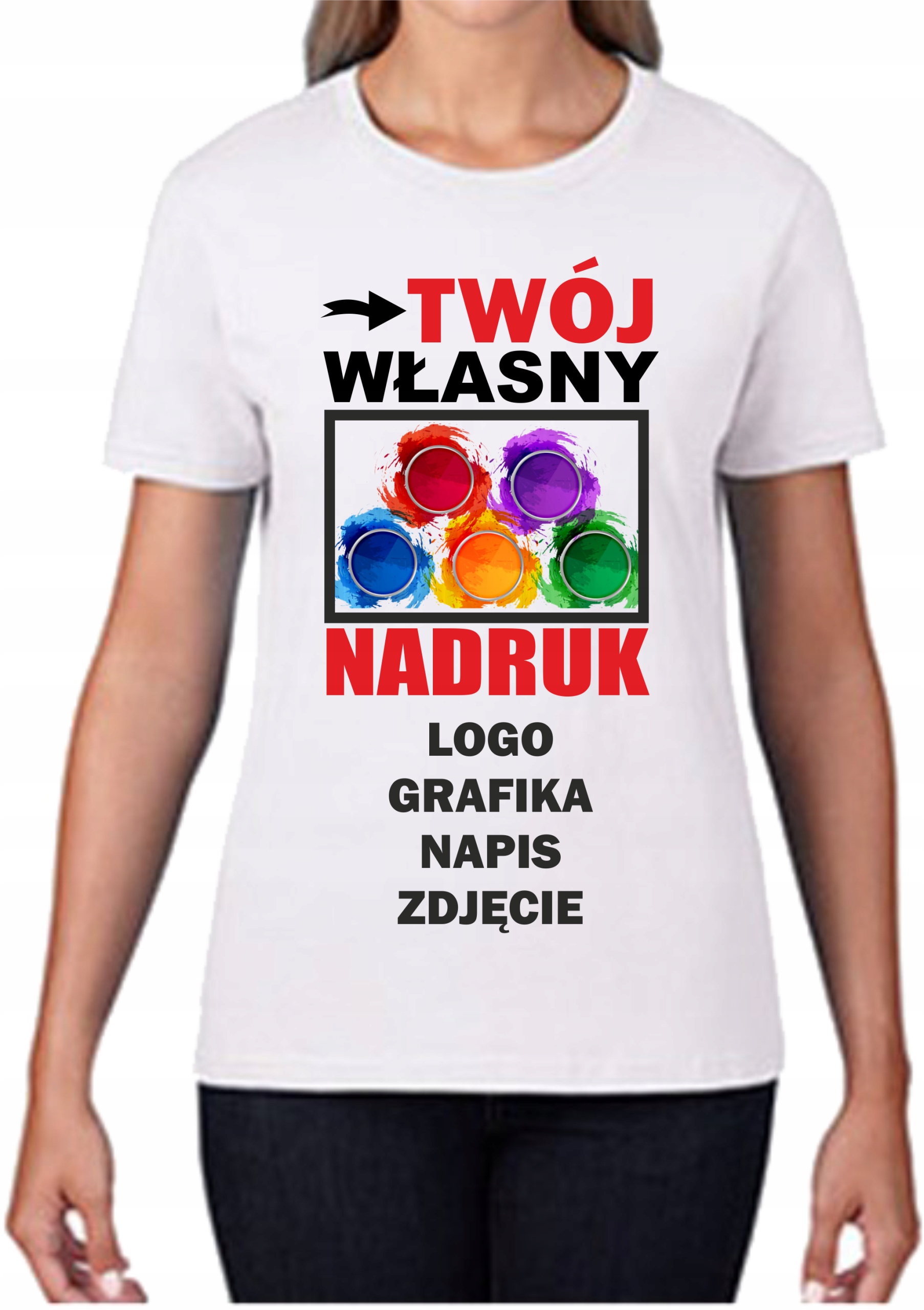 

Koszulka Damska Z Własnym Nadrukiem Grafiką Logo M