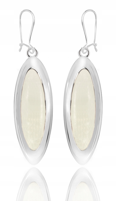 

Srebrne Wiszące Kolczyki Z Opalem BIAŁYM.Pr.925!