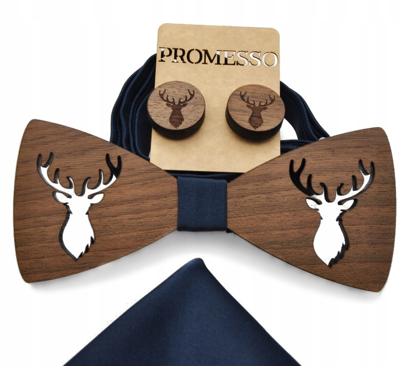 ZESTAW DREWNIANA MUCHA SPINKI POSZETKA NA PREZENT Model BT12