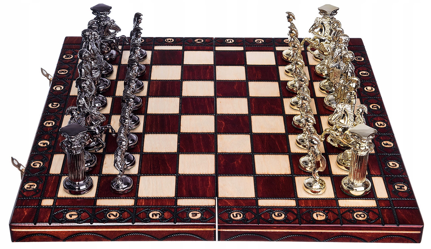 SZACHY RZYMSKIE DREWNIANE ZŁOTO-CZARNE DUŻE 42cm Nazwa Rzymskie