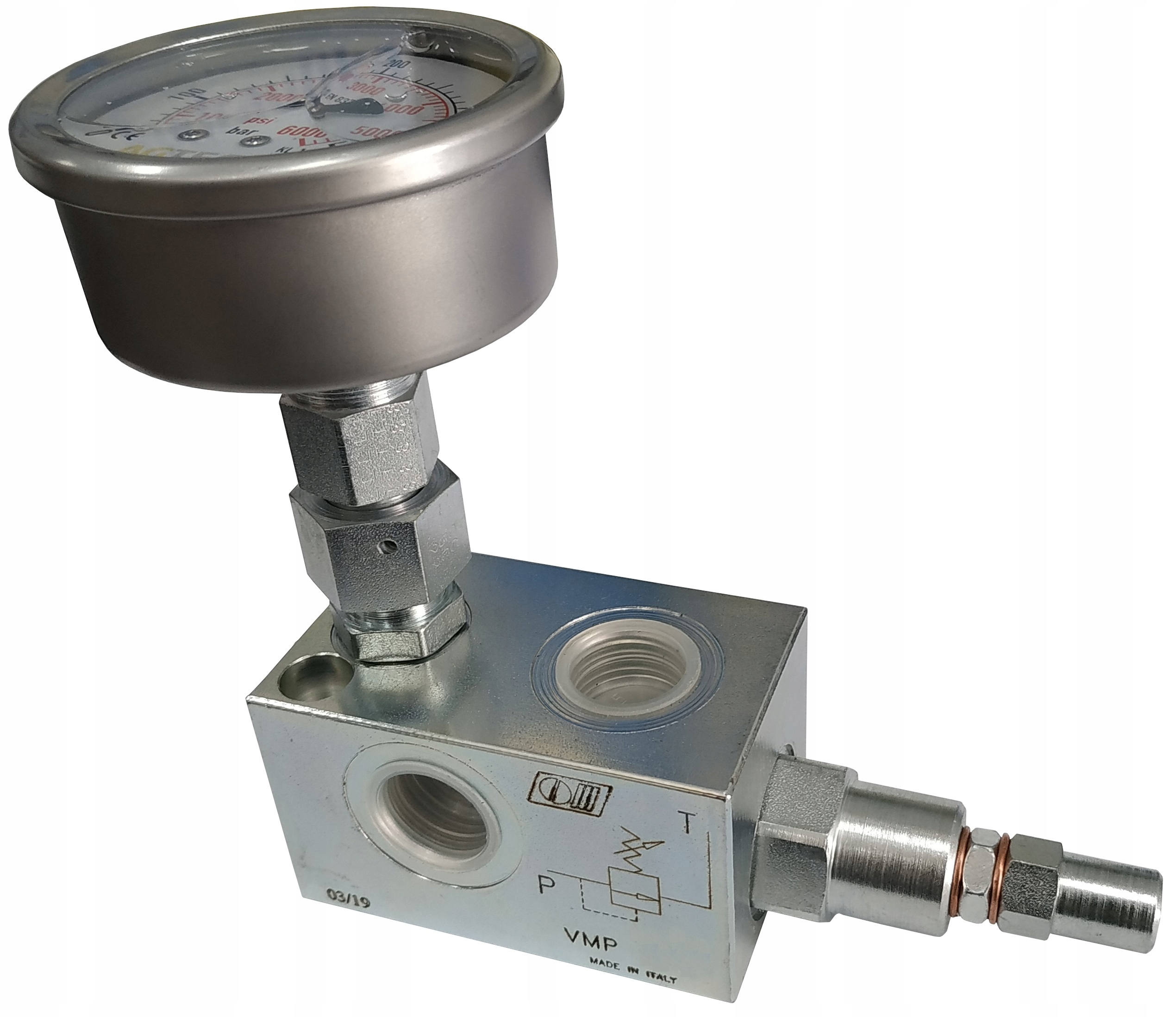 8292.400BAR.1/4.45LESRT - ПЕРЕПУСКНИЙ КЛАПАН 3/8 45Л МАНОМЕТР 400 З ЗАДНІМ