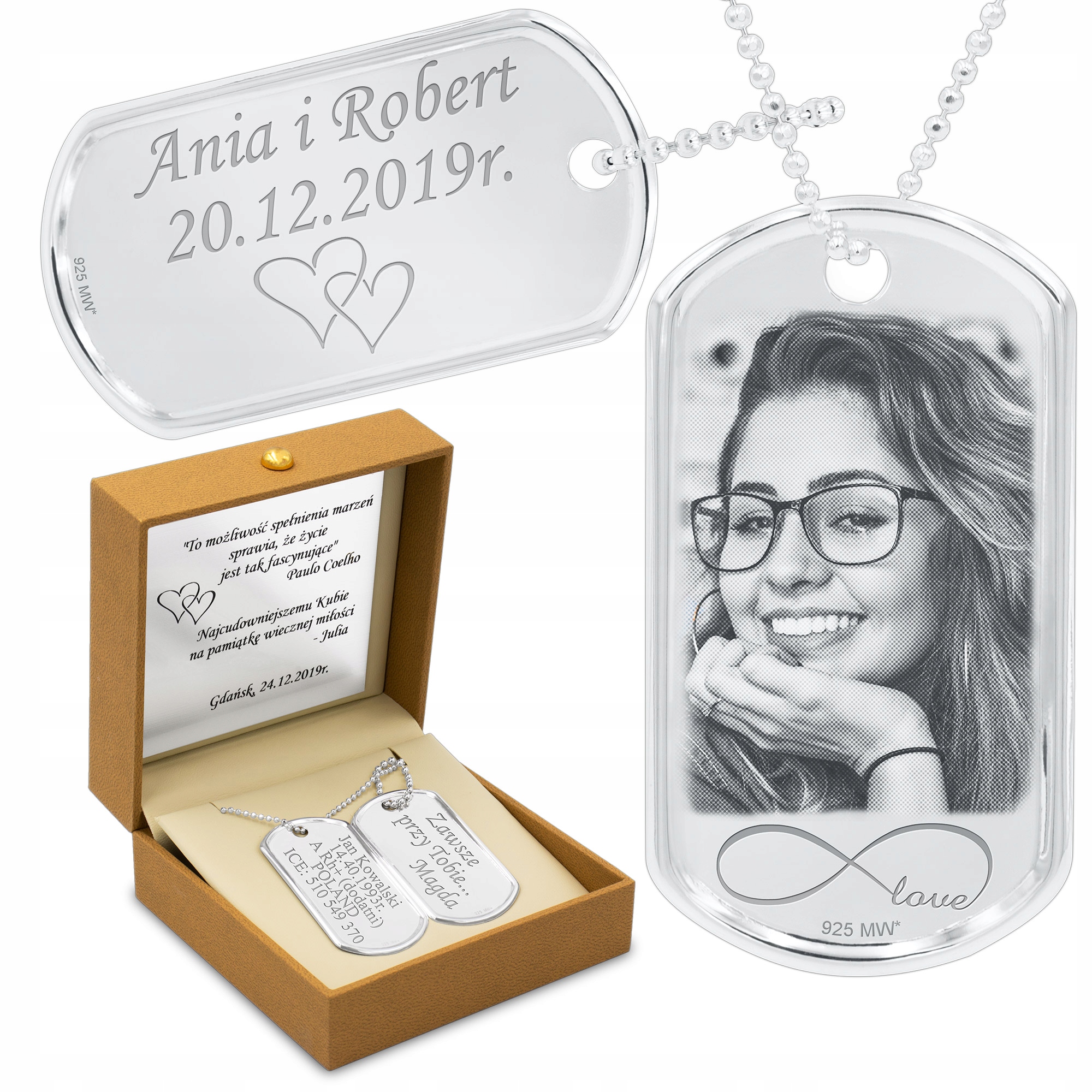 

Srebrne Nieśmiertelniki 925 z Grawerem Tabliczka