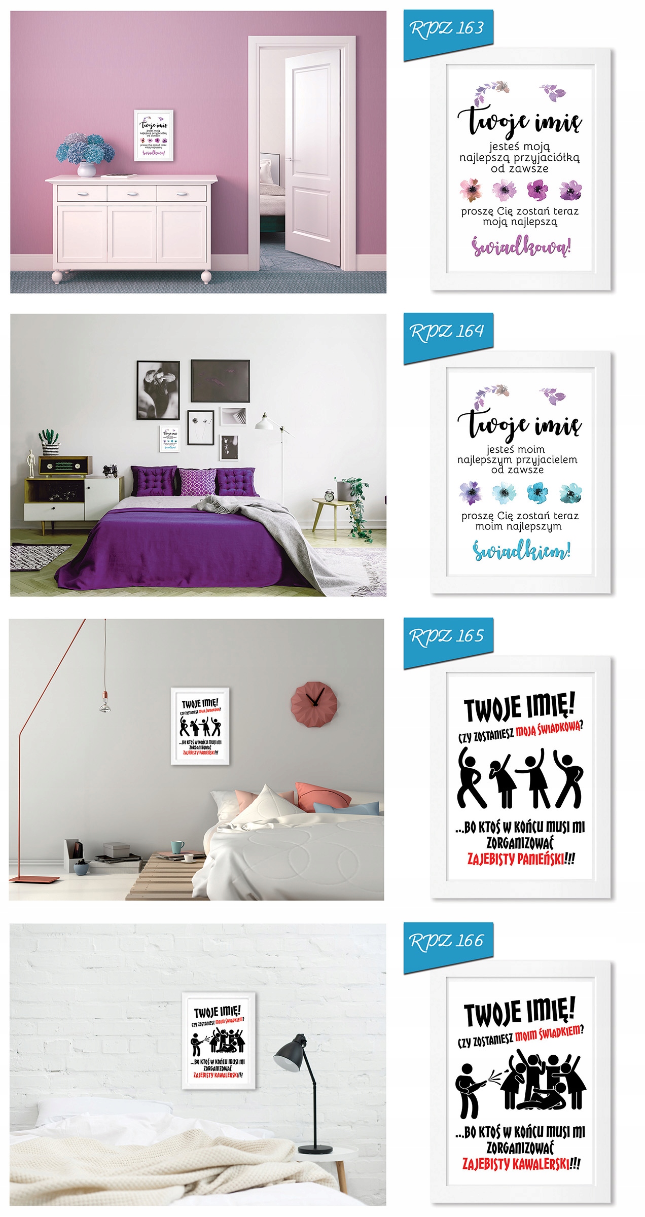 Dyplom w ramce zaproszenie dla ŚWIADKÓW ŚWIADKOWEJ Kolor dominujący biały