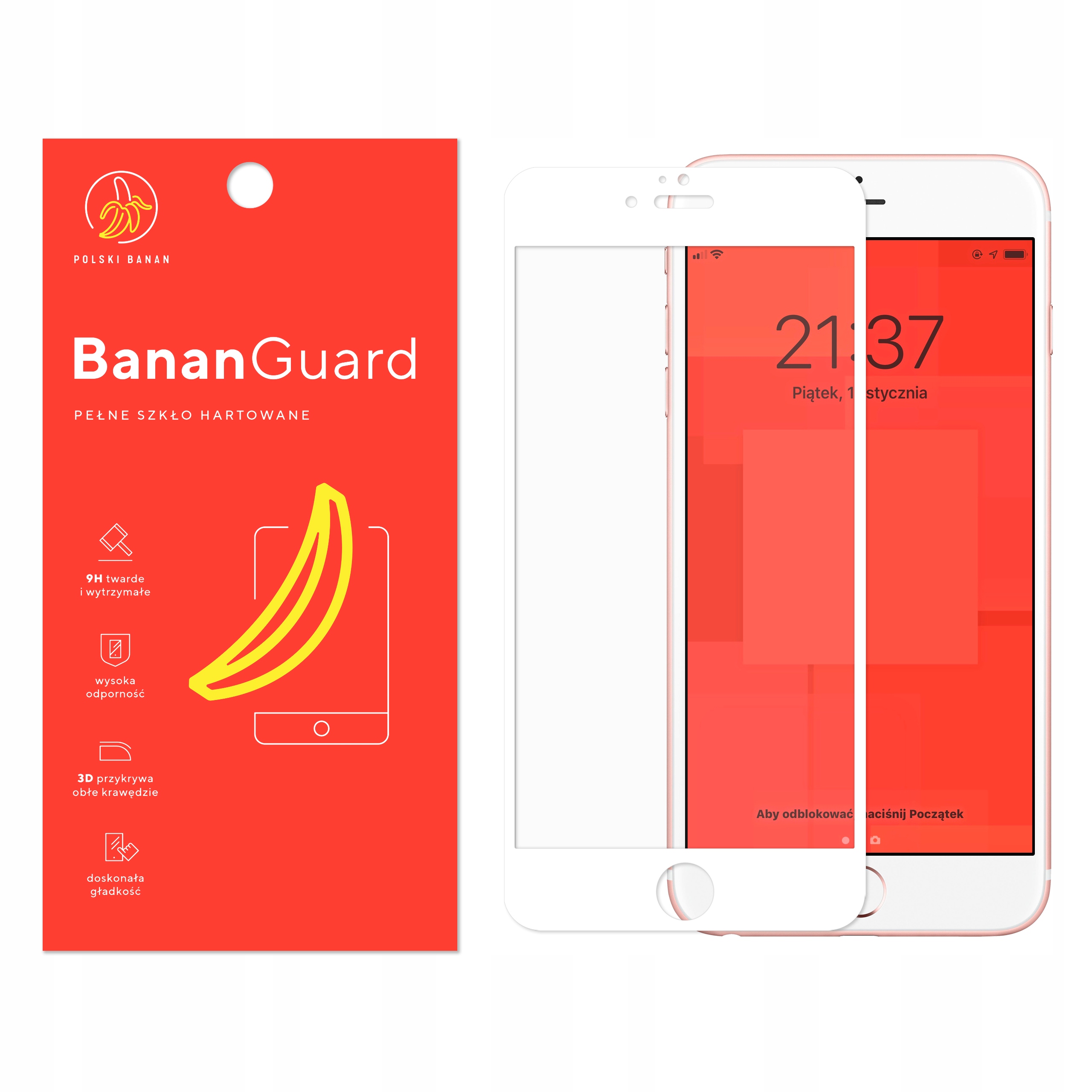 

Szkło Hartowane 3D do iPhone 6 Plus, 6s Plus Białe