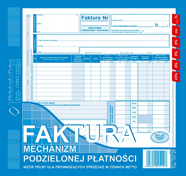

Faktura Mechanizm Podzielonej Płatności 2/3 A4