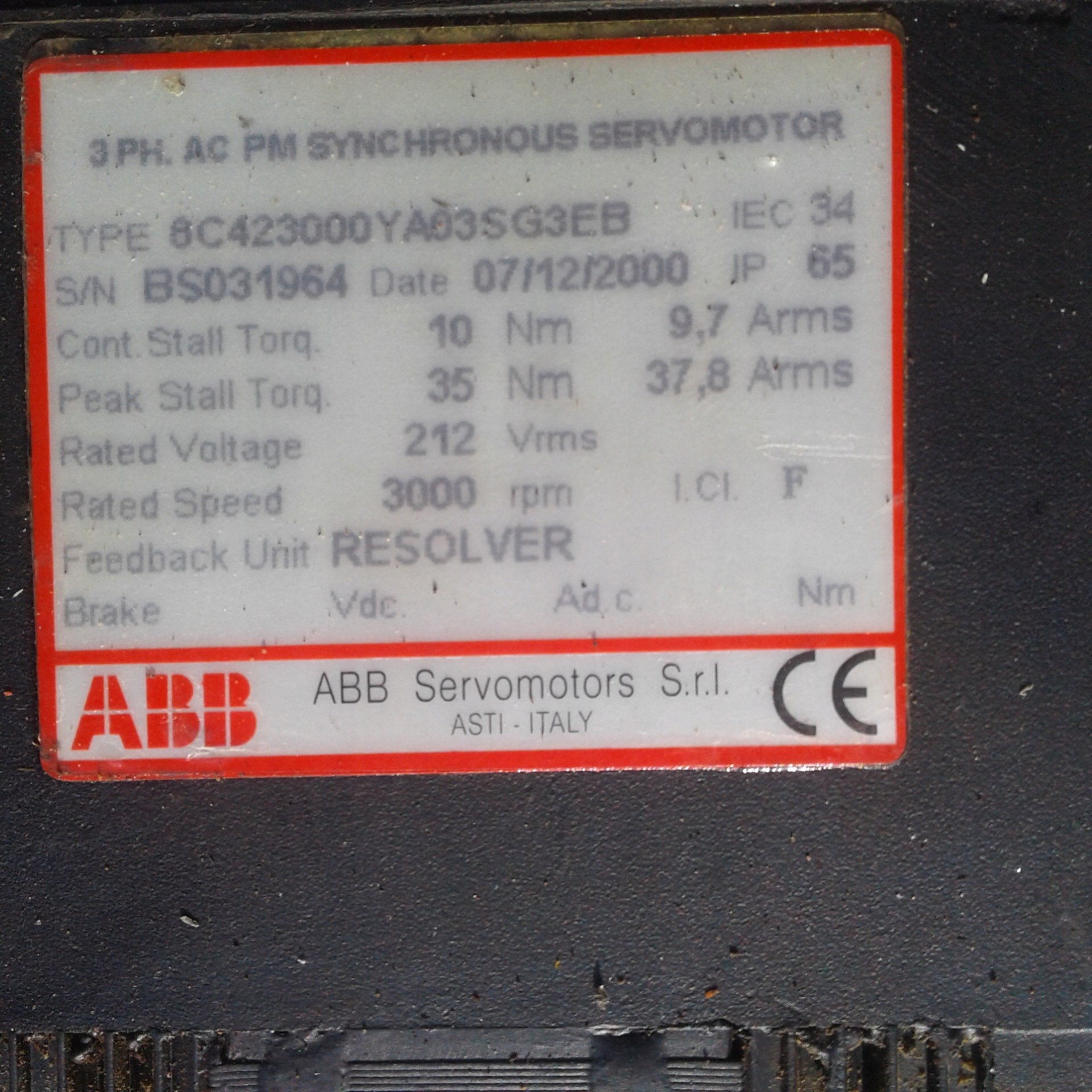 SERVOMOTOR ABB 8C423000YA03SG3EB Marka inny