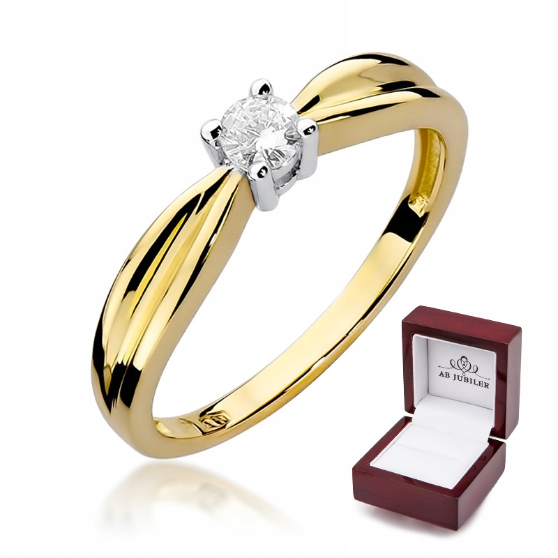 

Złoty 14K Pierścionek Zaręczynowy Brylant 0,15ct