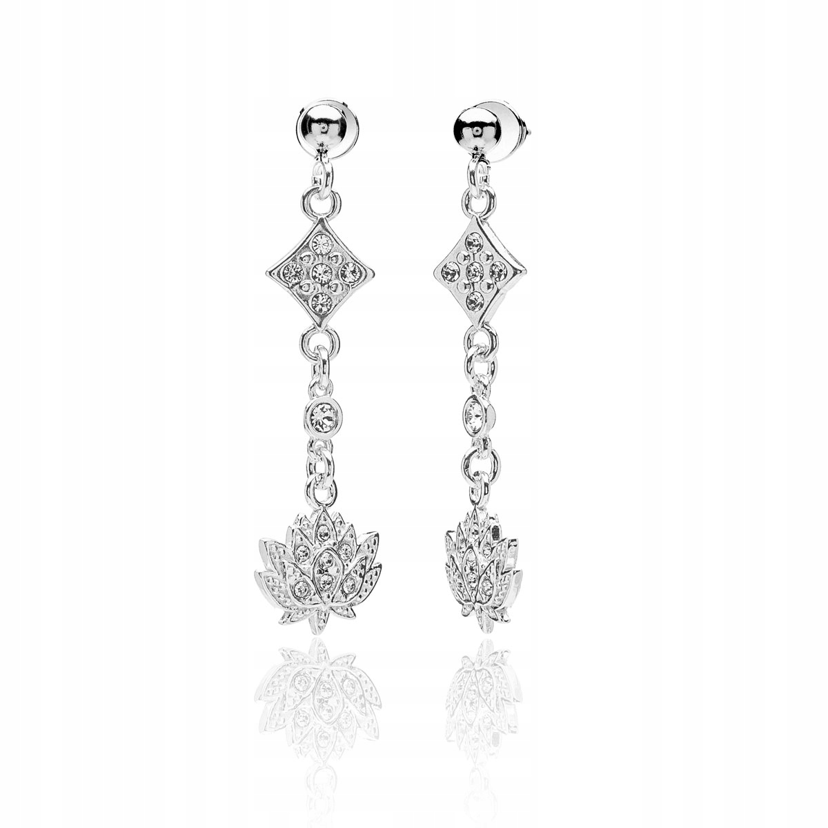 

Kolczyki kwiat lotosu Swarovski Elements srebrne