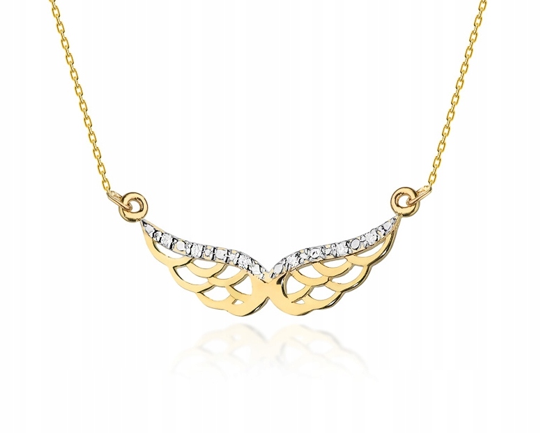 

Złoty naszyjnik celebrytka skrzydła - Brylanty -