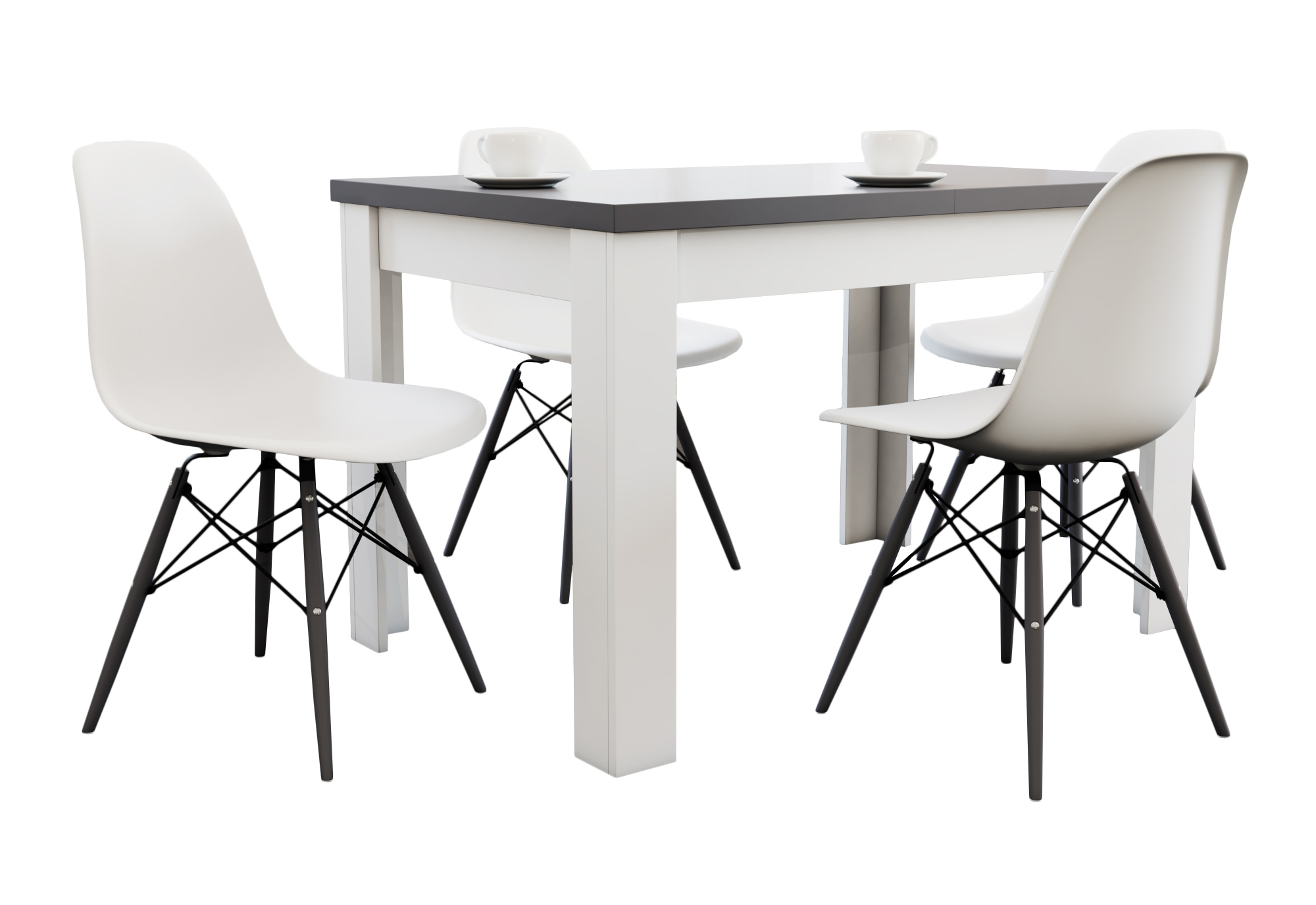 rozkładany stół 80/120/165 + 4 nowoczesne krzesła