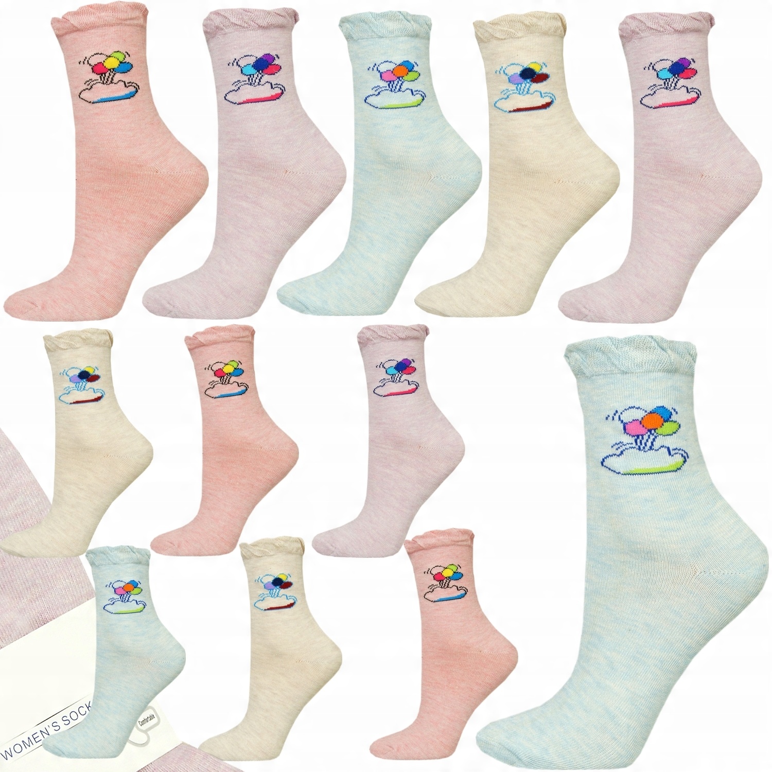 

12x Damskie Skarpety Bawełniane wesołe 39-42