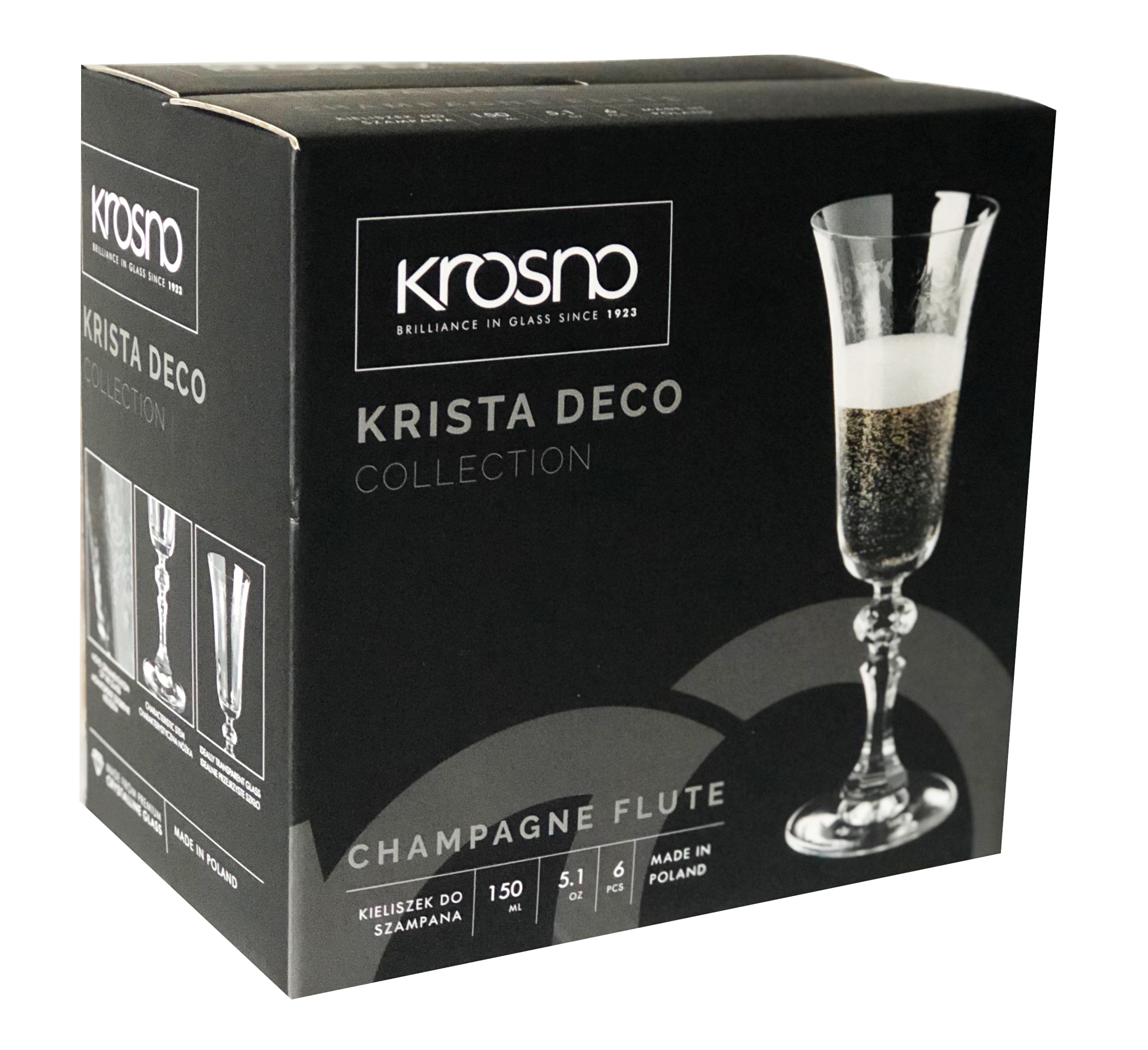 KOMPLET 6 KIELISZKÓW 150 ml DO PROSECCO SZAMPANA WINA KRISTA DECO KROSNO Kod producenta F576030015081CY0