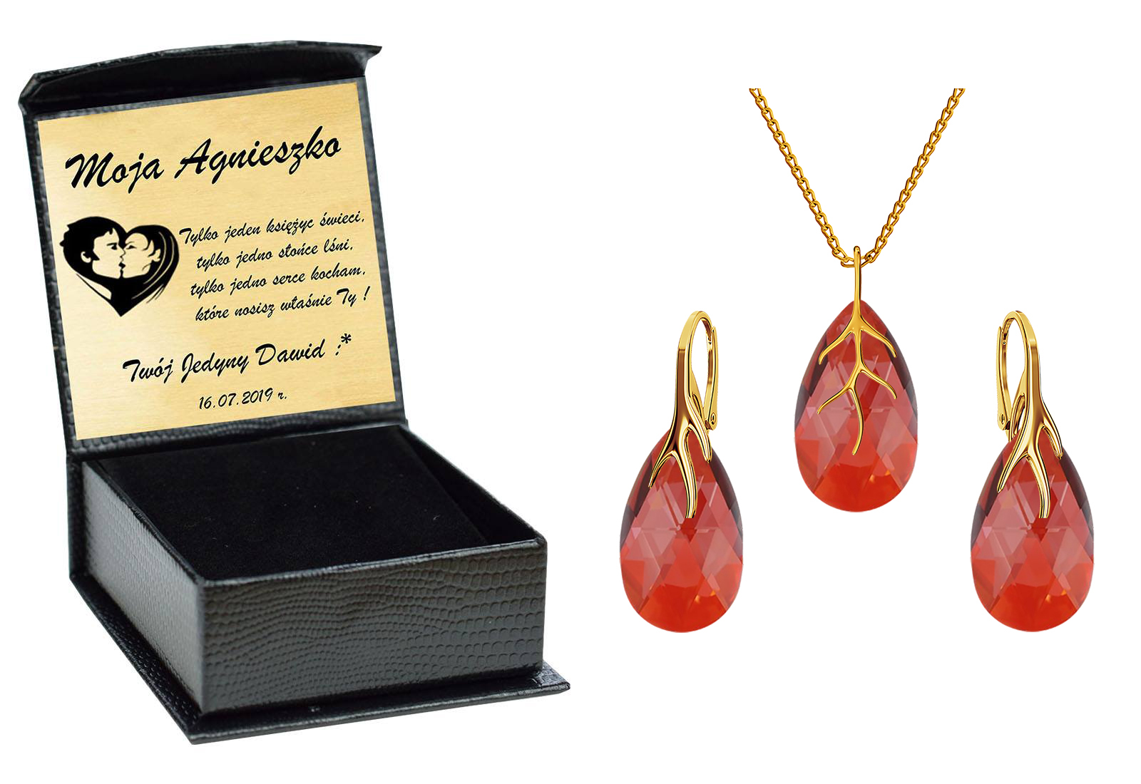 

Pozłacany Drapieżny Zestaw Swarovski Srebro 925 Rm