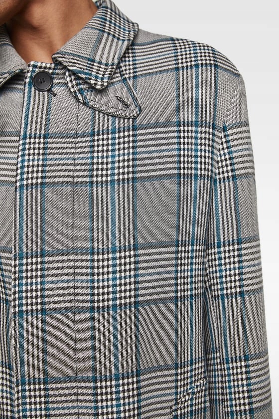ZARA MAN PŁASZCZ TRENCZ SZARY KRATA L WIOSNA Kolor wielokolorowy