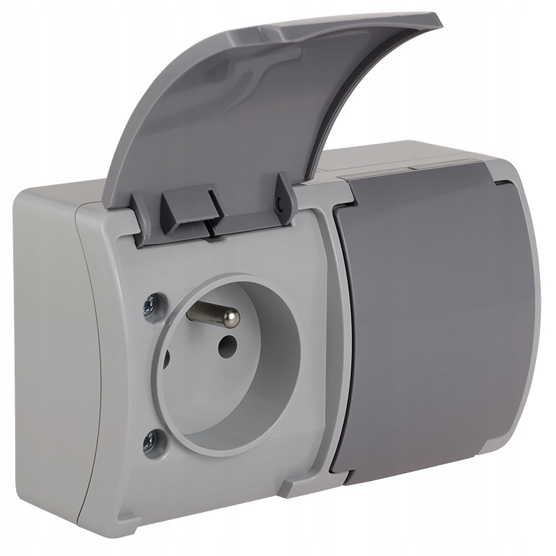 

Gniazdo Podwójne Natynkowe Hermetyczne Szare