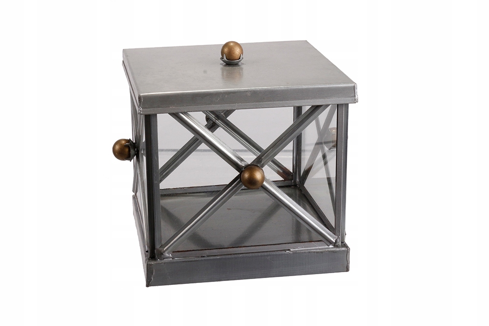 

Pudełko na drobiazgi Metal Szkło szare 12x12cm
