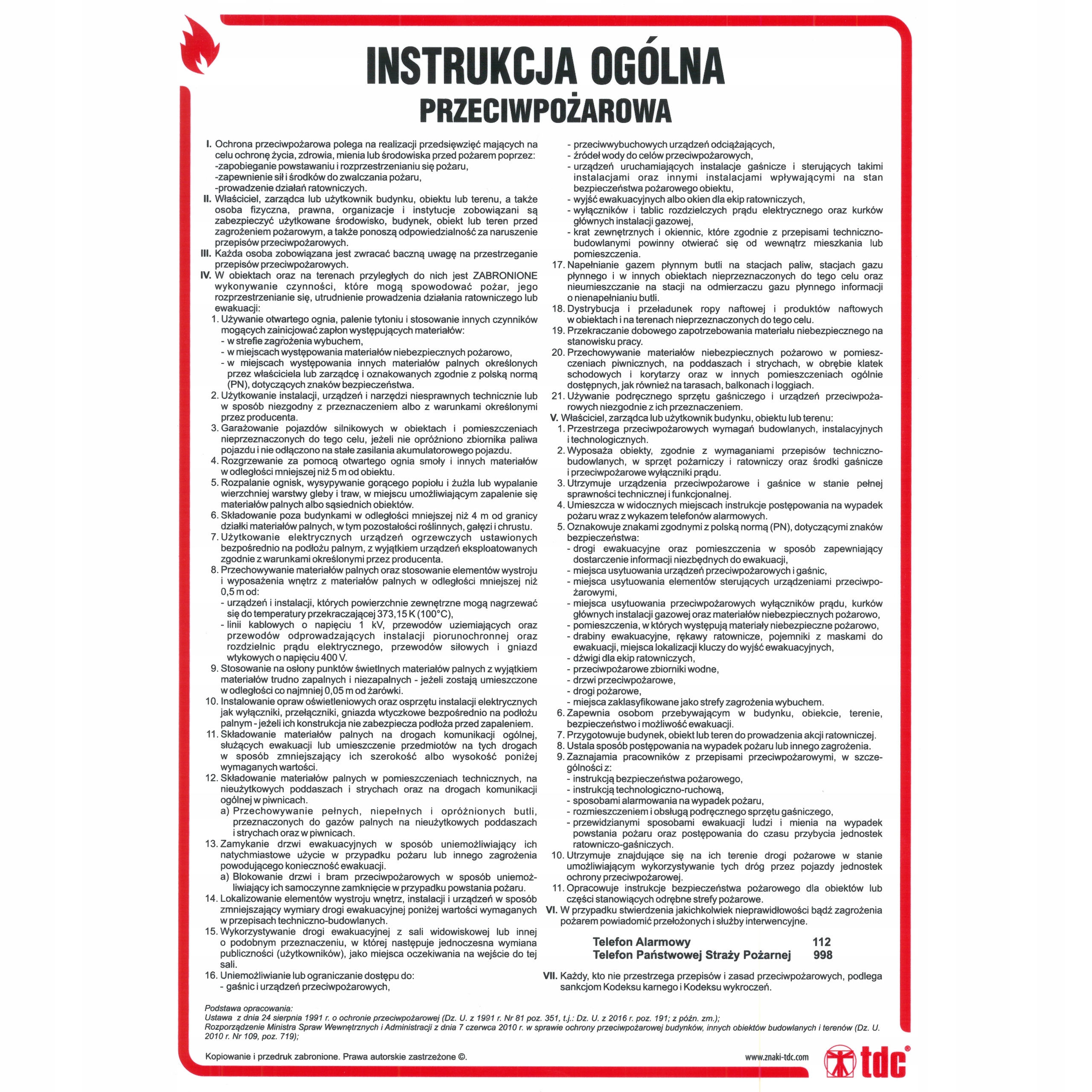 

Tablica Instrukcja ogólna przeciwpożarowa Ppoż