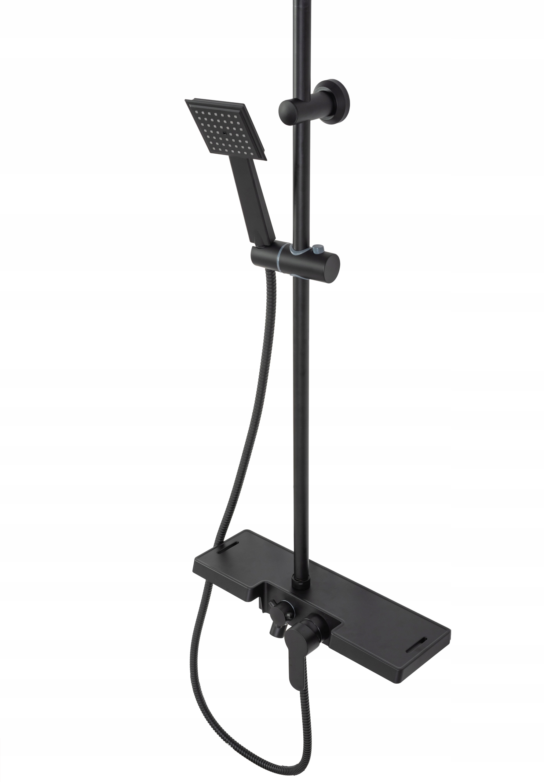 ZESTAW NATRYSKOWY CZARNY PRYSZNICOWY Z DESZCZOWNICĄ PÓŁKĄ REA BRAVO BLACK Marka Rea