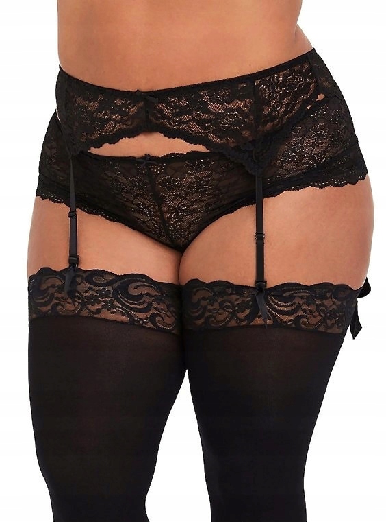 

pończochy duże czarne do pasa 7 dla puszystej XXXL