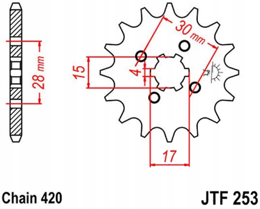 

Zębatka przednia Jt F253 12-18 Honda Mt 50 S 80-82