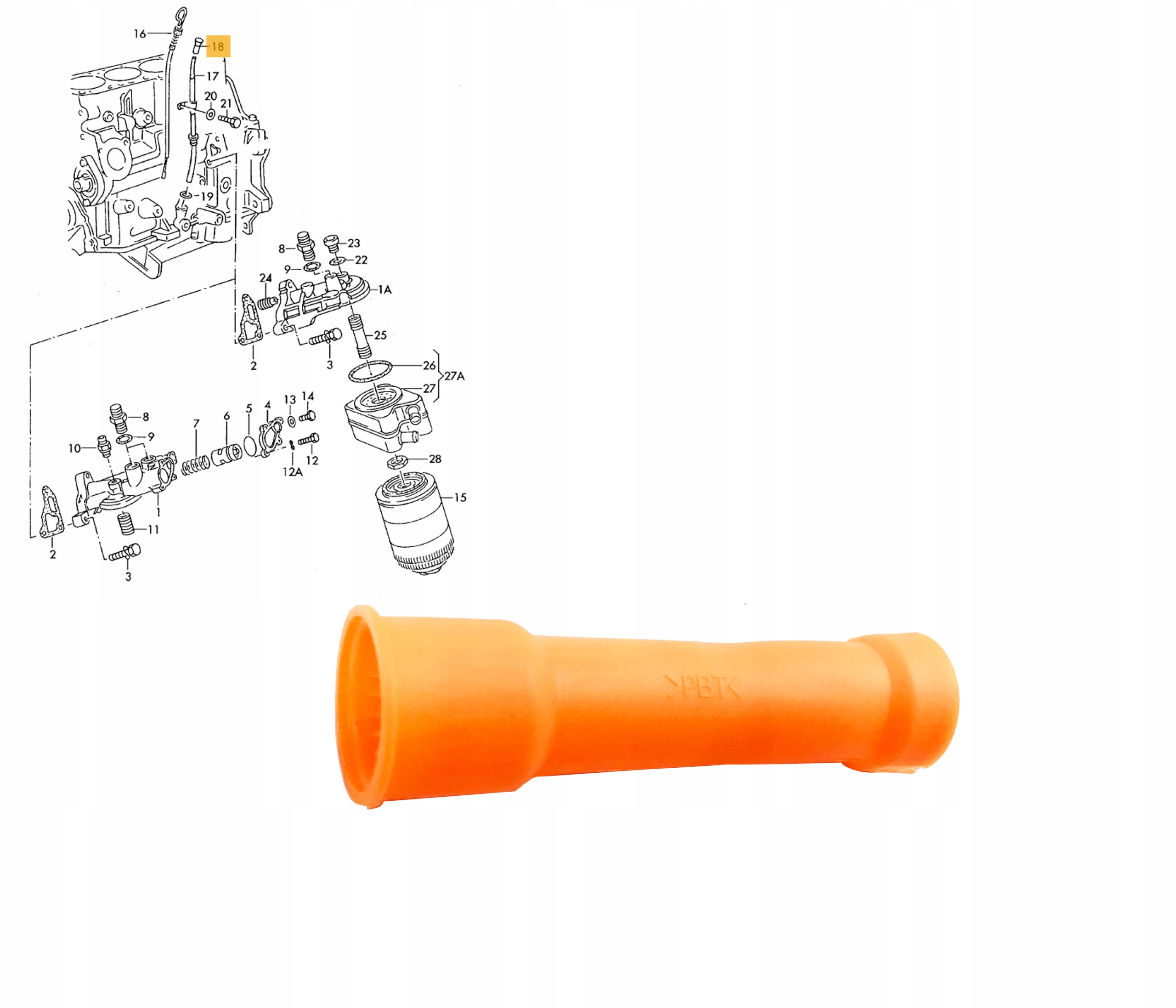 RURKA MIARKI OLEJU VW PASSAT B4 89-96 B5 FL 97-00 Jakość części (zgodnie z GVO) Q - oryginał z logo producenta części (OEM, OES)