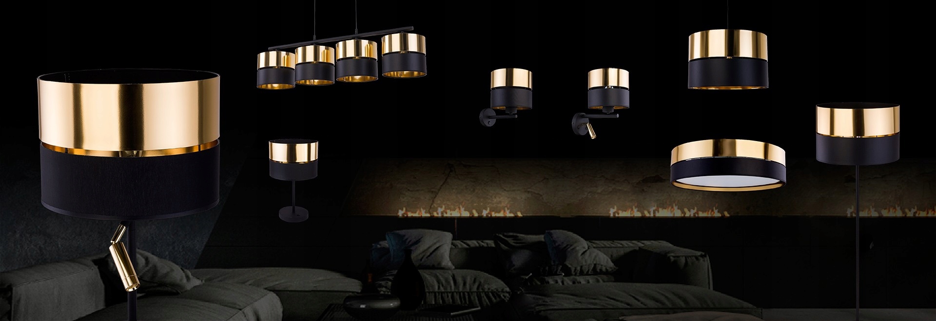 Klasyczny Kinkiet czarno złoty 1xE27 + Led 3W Marka TK