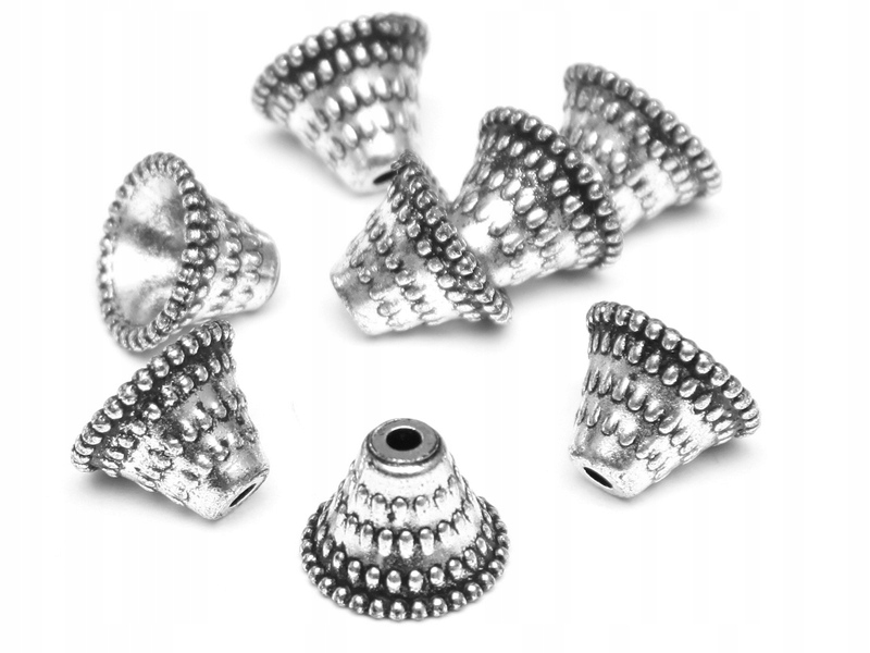 SA79 Srebrny Akryl nakładka czapeczka 10mm 20 sztu