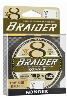 Konger Plecionka Braider 150m X8 0,16/18,8kg Black