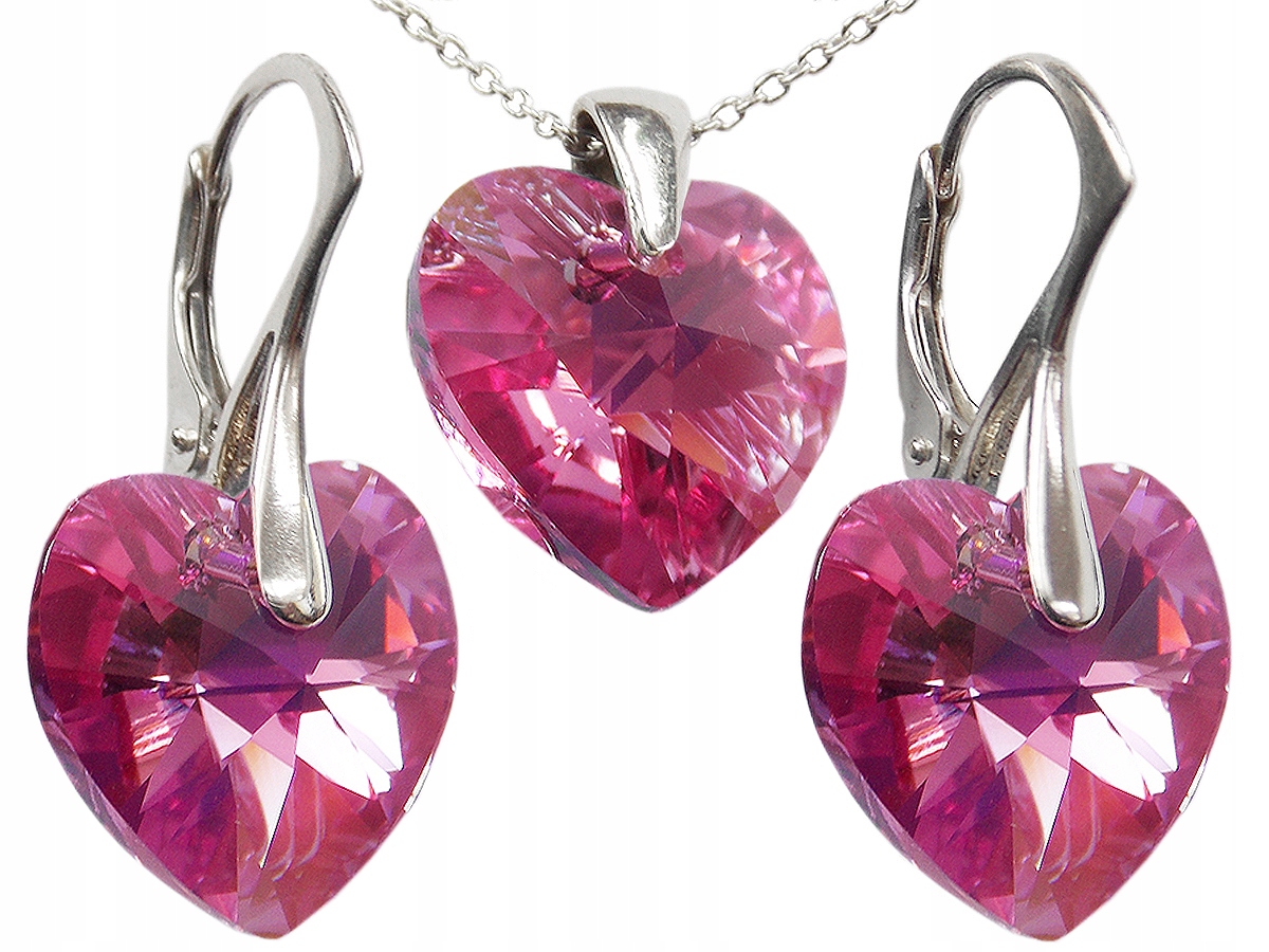 

Komplet Swarovski Serce 14mm Rose Ab