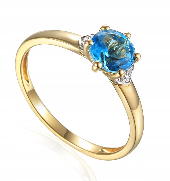 Zlatý Prstýnek Zásnubní Prsten Topaz A Diamanty