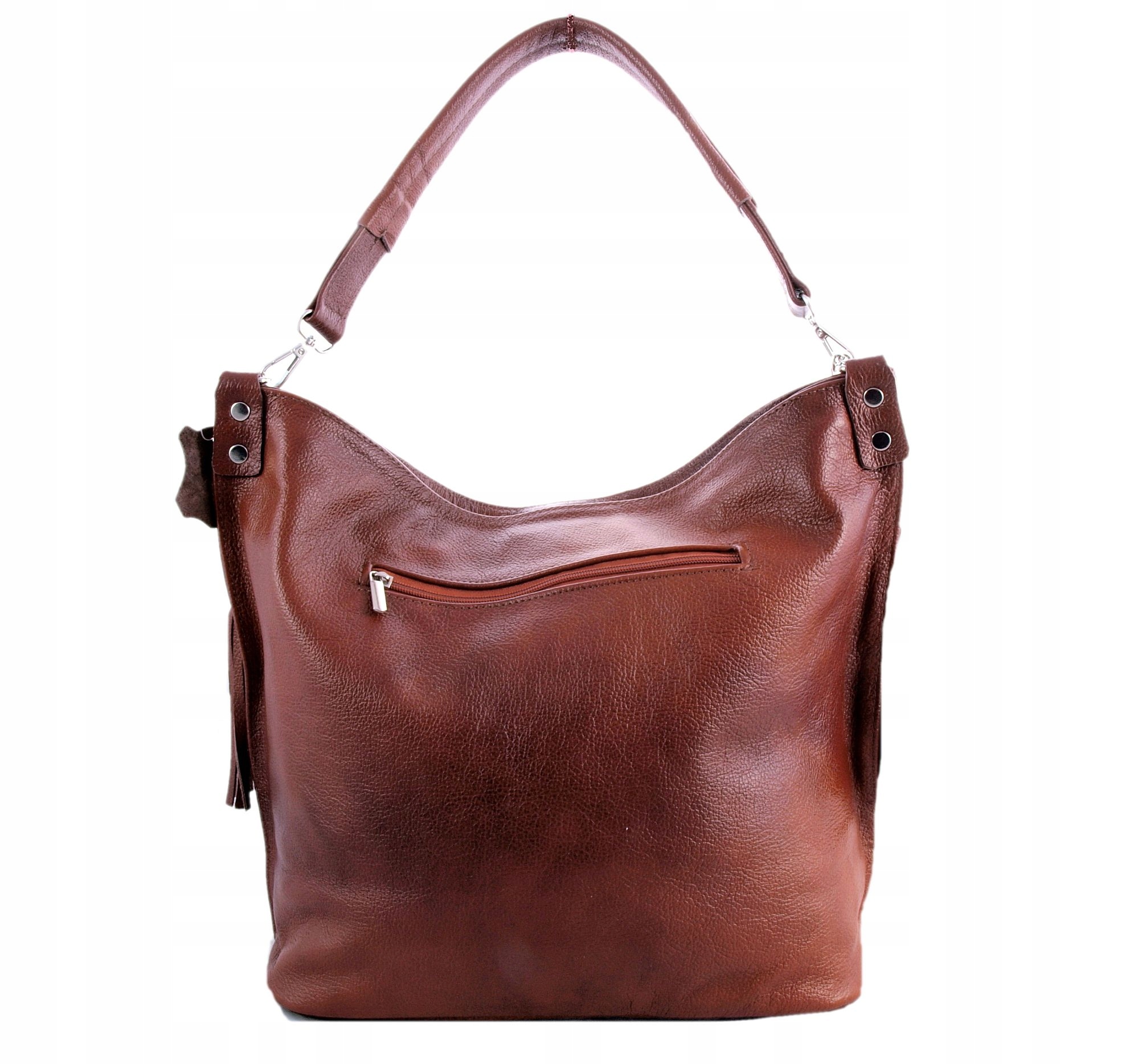 TOREBKA SKÓRZANA WOREK BRĄZOWO-RUDA LISTONOSZKA Materiał dominujący skóra naturalna